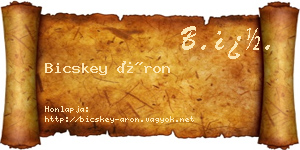 Bicskey Áron névjegykártya
